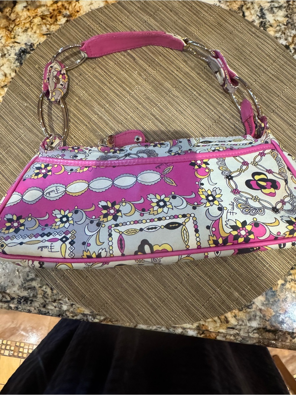 Pink Patterned Shoulder Bag by Emilio pucci leather bag